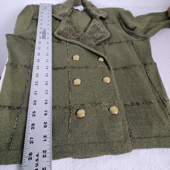Rich and Levy Womens Medium Green Double Breasted Knit Work Blazer Jacket - Picture 7 of 7